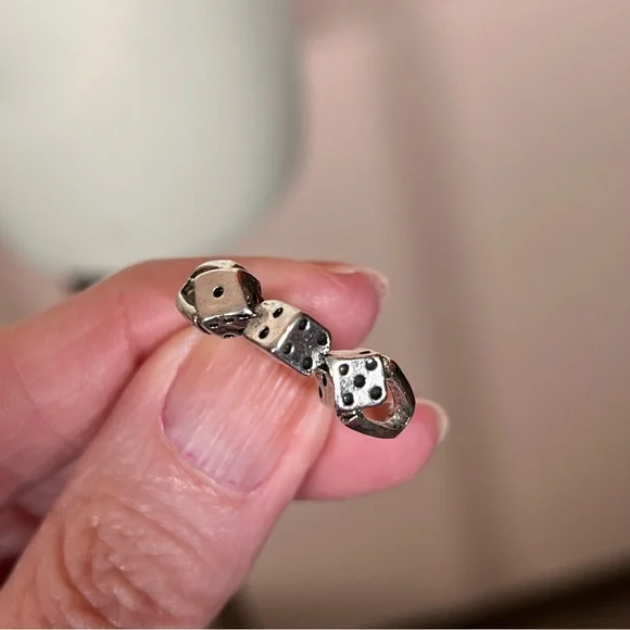 Vintage Retro Silver Dice Goth punk Disco Ring - Picture 9 of 16